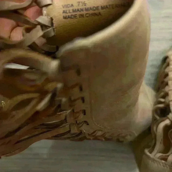 Rampage Faux Leather Brown Vida Block Heel Peep Toe Ankle Boots Sz 7.5 Western - Picture 6 of 9